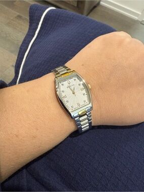Bulova Silver and Gold Tonneau Dress Watch
